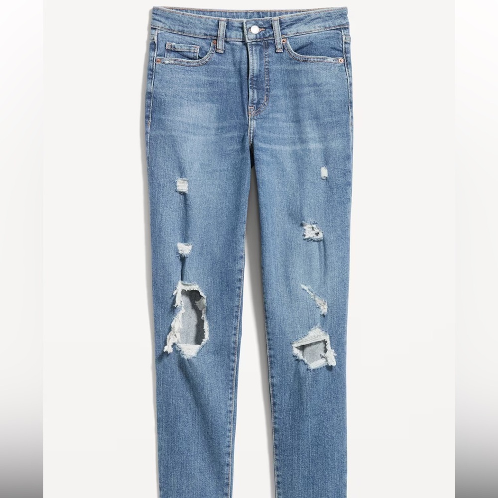 Old Navy High-Waisted OG Straight Ripped Jeans Medium Wash 2